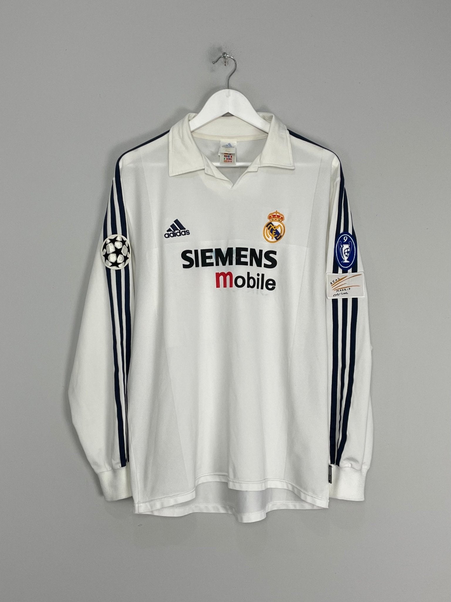 Shop 2002/03 REAL MADRID PAVON #22 *PLAYER ISSUE* L/S C/L HOME SHIRT (L) ADIDAS, classic football shirts, vintage football shirts & retro soccer jerseys at Cult Kits