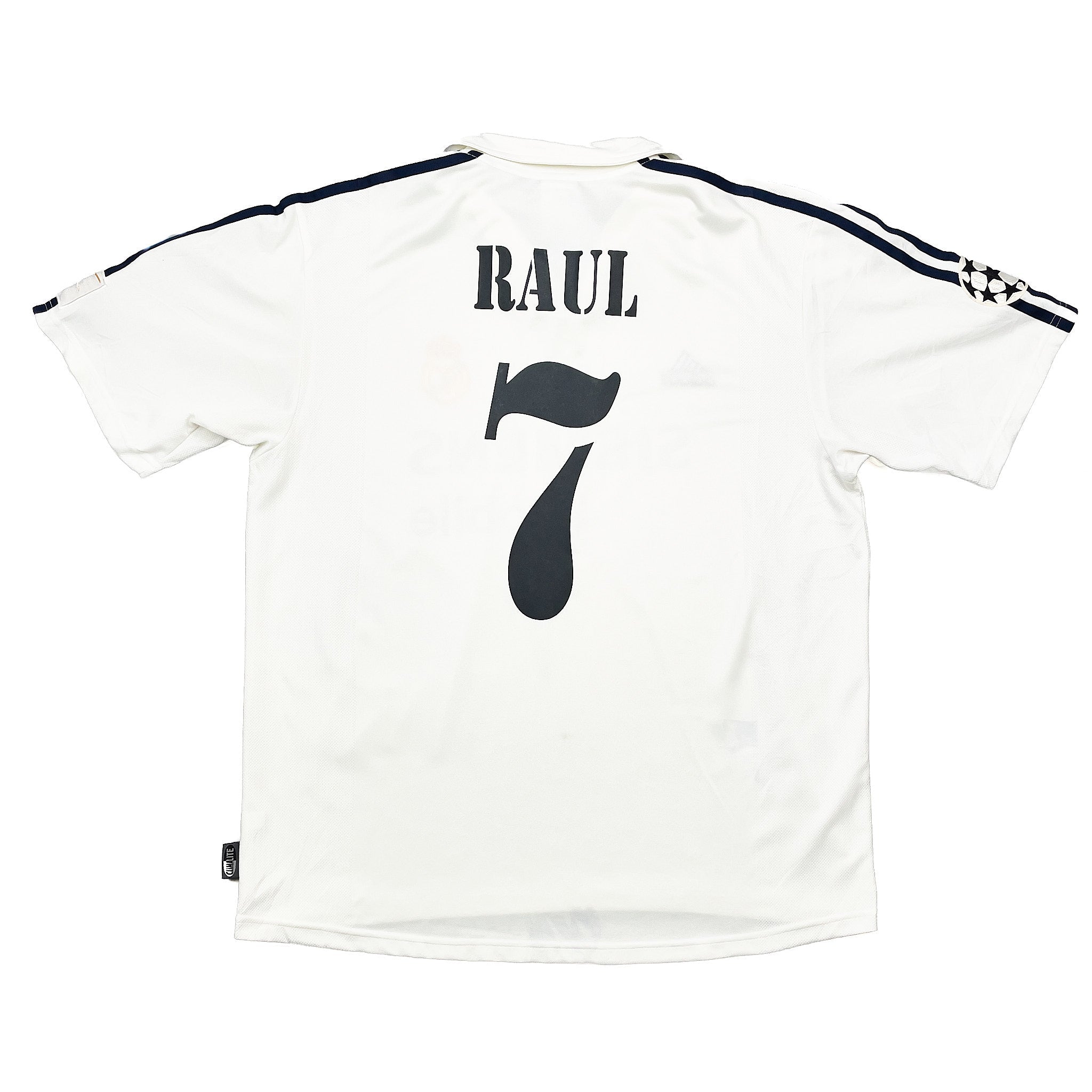 Buy 2002/03 Real Madrid Raul 7 C/L *Centenary* Home Shirt (L) Adidas ~ Free worldwide shipping ~ Authentic Vintage Football Shirts from Cult Kits