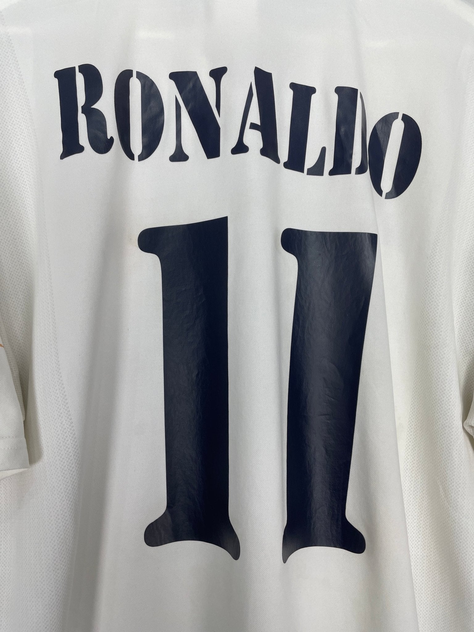 Shop 2002/03 REAL MADRID RONALDO #11 *CENTENARY* HOME SHIRT (XL) ADIDAS, classic football shirts, vintage football shirts & retro soccer jerseys at Cult Kits