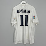 Shop 2002/03 REAL MADRID RONALDO #11 *CENTENARY* HOME SHIRT (XL) ADIDAS, classic football shirts, vintage football shirts & retro soccer jerseys at Cult Kits