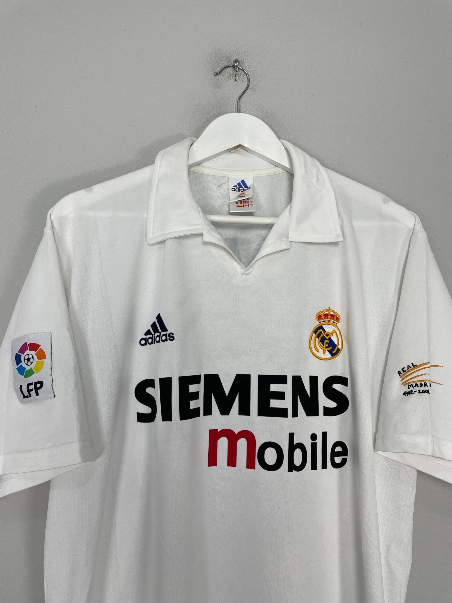 Shop 2002/03 REAL MADRID ZIDANE #5 *CENTENARY* HOME SHIRT (L) ADIDAS, classic football shirts, vintage football shirts & retro soccer jerseys at Cult Kits