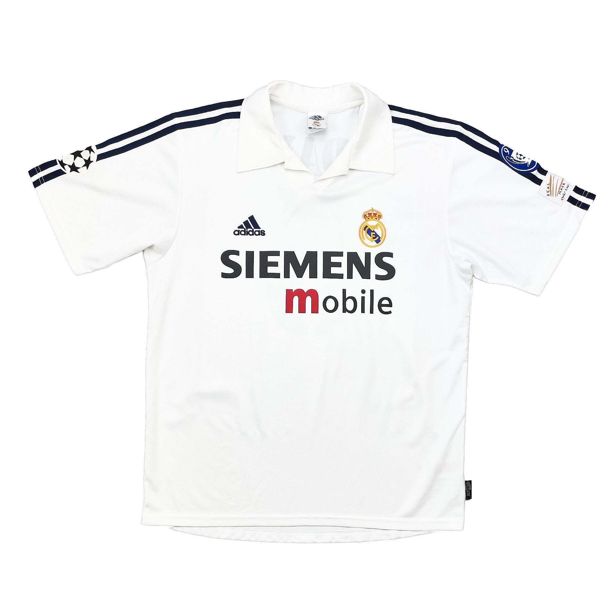 Buy 2002/03 Real Madrid Zidane 5 C/L Centenary Home Shirt (M) Adidas ~ Free worldwide shipping ~ Authentic Vintage Football Shirts from Cult Kits