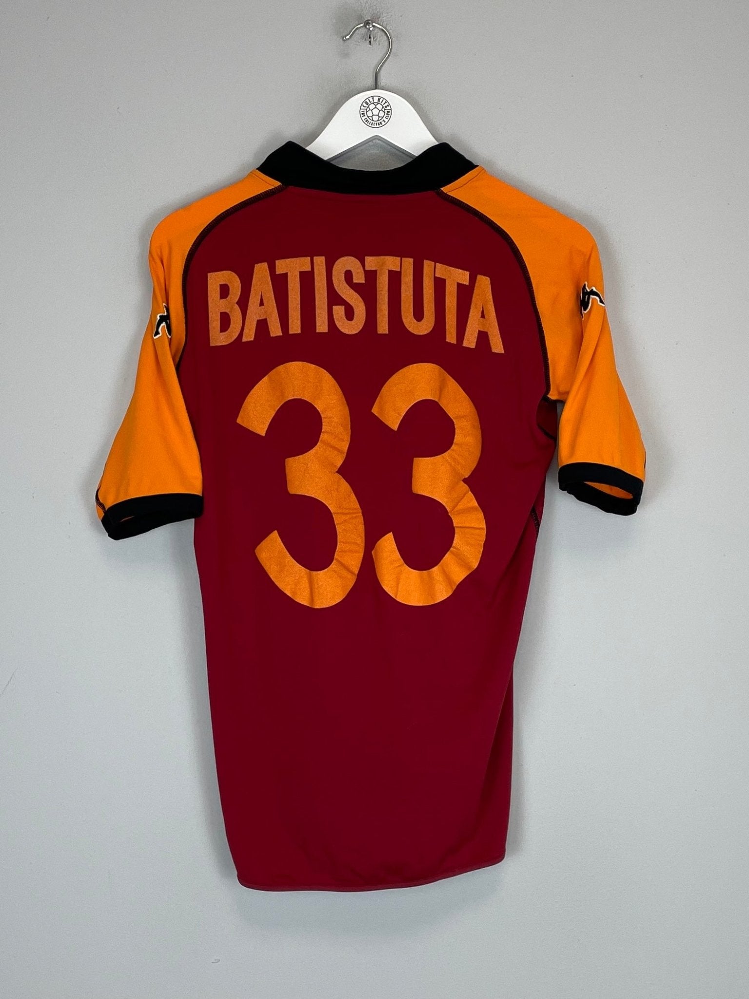 Shop 2002/03 ROMA BATISTUTA #33 EUROPEAN HOME SHIRT (M) KAPPA, classic football shirts, vintage football shirts & retro soccer jerseys at Cult Kits