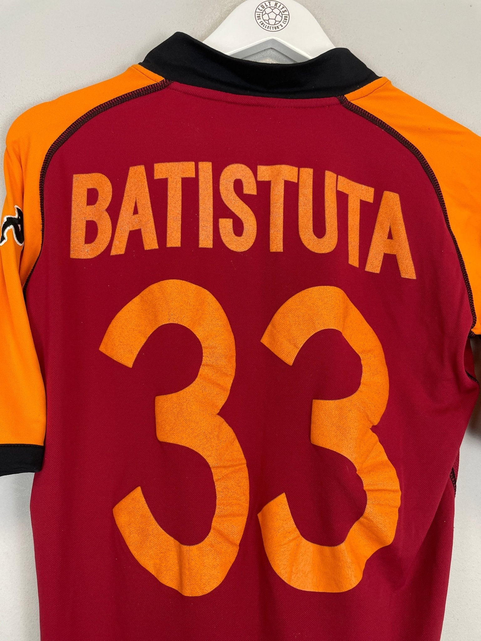 Shop 2002/03 ROMA BATISTUTA #33 EUROPEAN HOME SHIRT (M) KAPPA, classic football shirts, vintage football shirts & retro soccer jerseys at Cult Kits