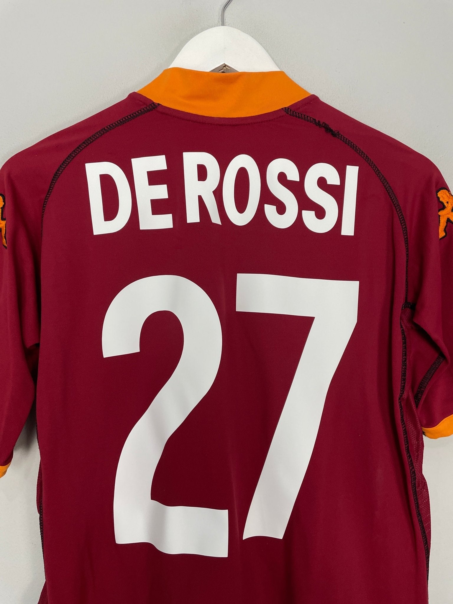 Shop 2002/03 ROMA DE ROSSI #27 HOME SHIRT (M) KAPPA, classic football shirts, vintage football shirts & retro soccer jerseys at Cult Kits