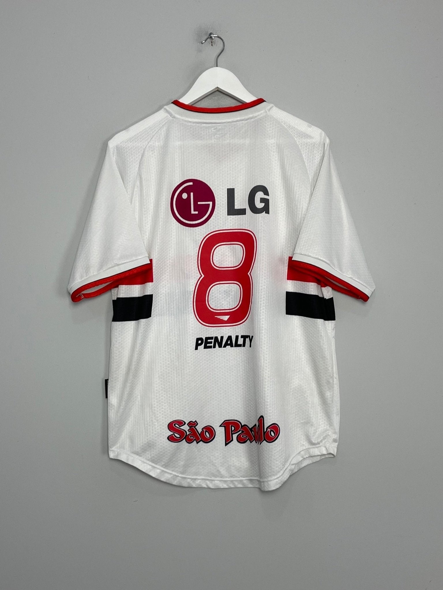 Shop 2002/03 SAO PAULO #8 HOME SHIRT (L) PENALTY, classic football shirts, vintage football shirts & retro soccer jerseys at Cult Kits