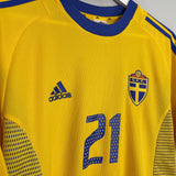 Shop 2002/03 SWEDEN IBRAHIMOVIC #21 HOME SHIRT (L) ADIDAS, classic football shirts, vintage football shirts & retro soccer jerseys at Cult Kits