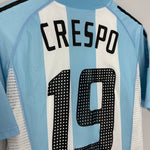 Shop 2002/04 ARGENTINA CRESPO #19 *PLAYER ISSUE* HOME SHIRT (M) ADIDAS, classic football shirts, vintage football shirts & retro soccer jerseys at Cult Kits