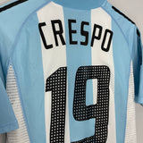 Shop 2002/04 ARGENTINA CRESPO #19 *PLAYER ISSUE* HOME SHIRT (M) ADIDAS, classic football shirts, vintage football shirts & retro soccer jerseys at Cult Kits