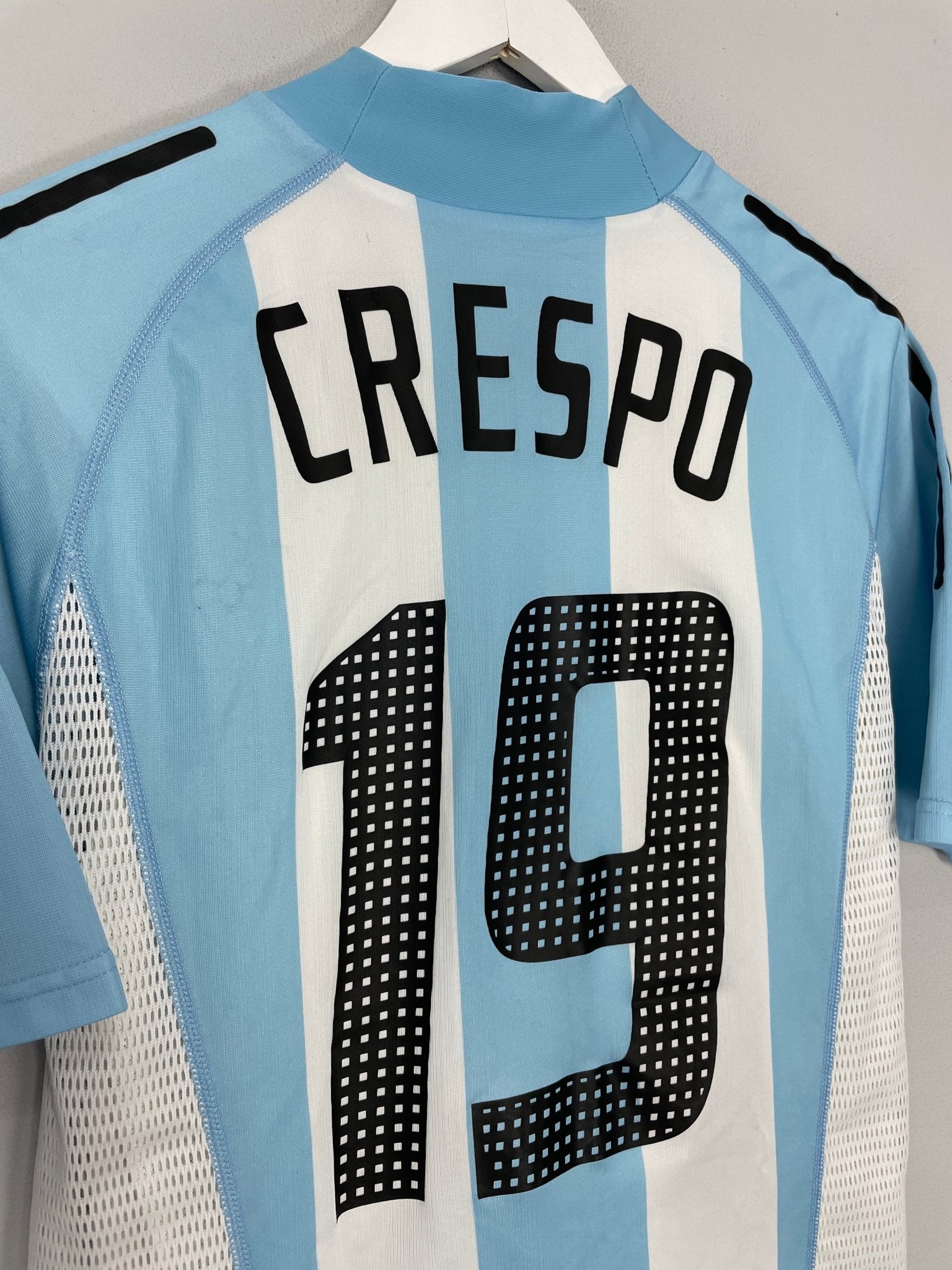 Shop 2002/04 ARGENTINA CRESPO #19 *PLAYER ISSUE* HOME SHIRT (M) ADIDAS, classic football shirts, vintage football shirts & retro soccer jerseys at Cult Kits