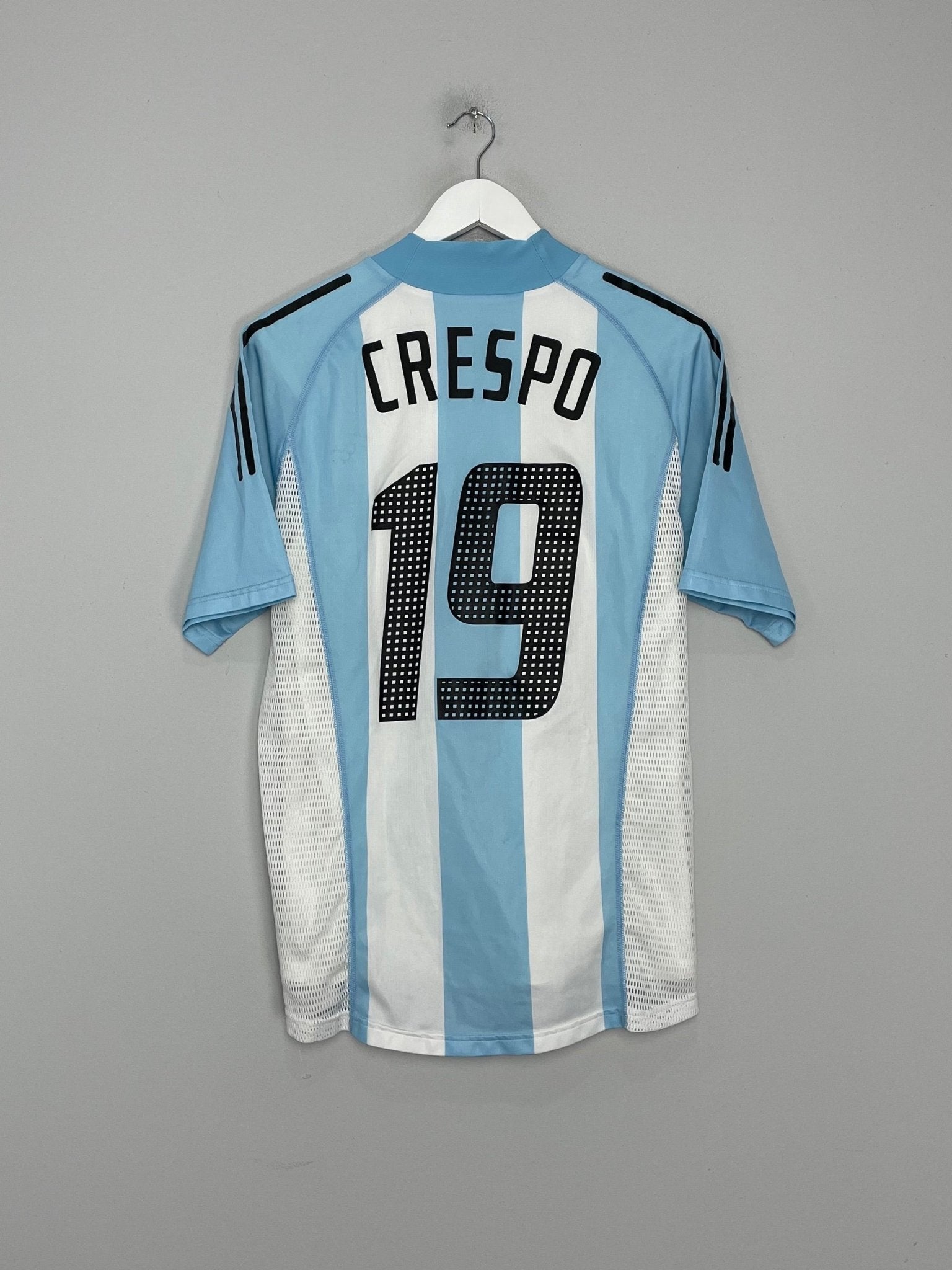 Shop 2002/04 ARGENTINA CRESPO #19 *PLAYER ISSUE* HOME SHIRT (M) ADIDAS, classic football shirts, vintage football shirts & retro soccer jerseys at Cult Kits