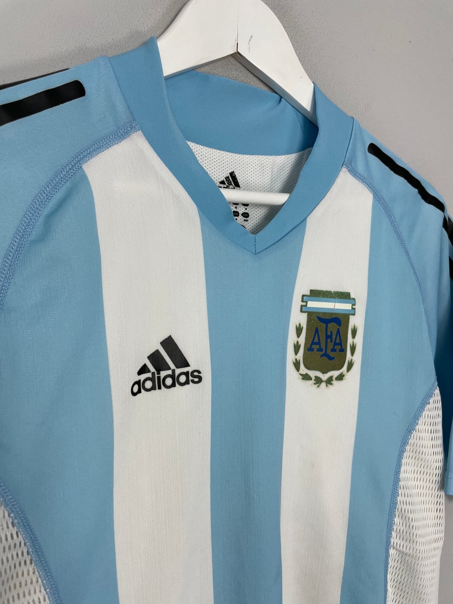 Shop 2002/04 ARGENTINA CRESPO #19 *PLAYER ISSUE* HOME SHIRT (M) ADIDAS, classic football shirts, vintage football shirts & retro soccer jerseys at Cult Kits