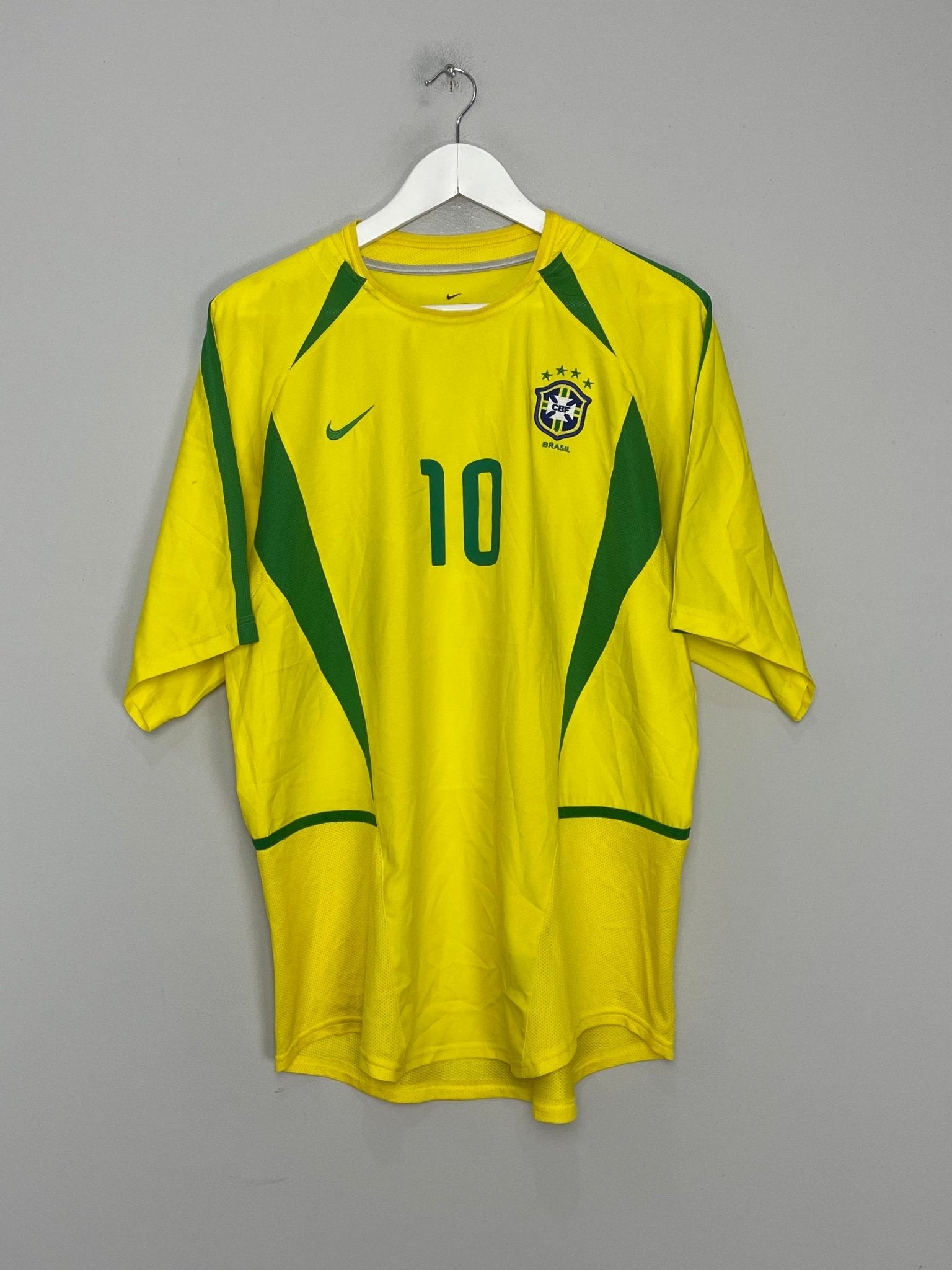 Shop 2002/04 BRAZIL RIVALDO #10 HOME SHIRT (XL) NIKE, classic football shirts, vintage football shirts & retro soccer jerseys at Cult Kits