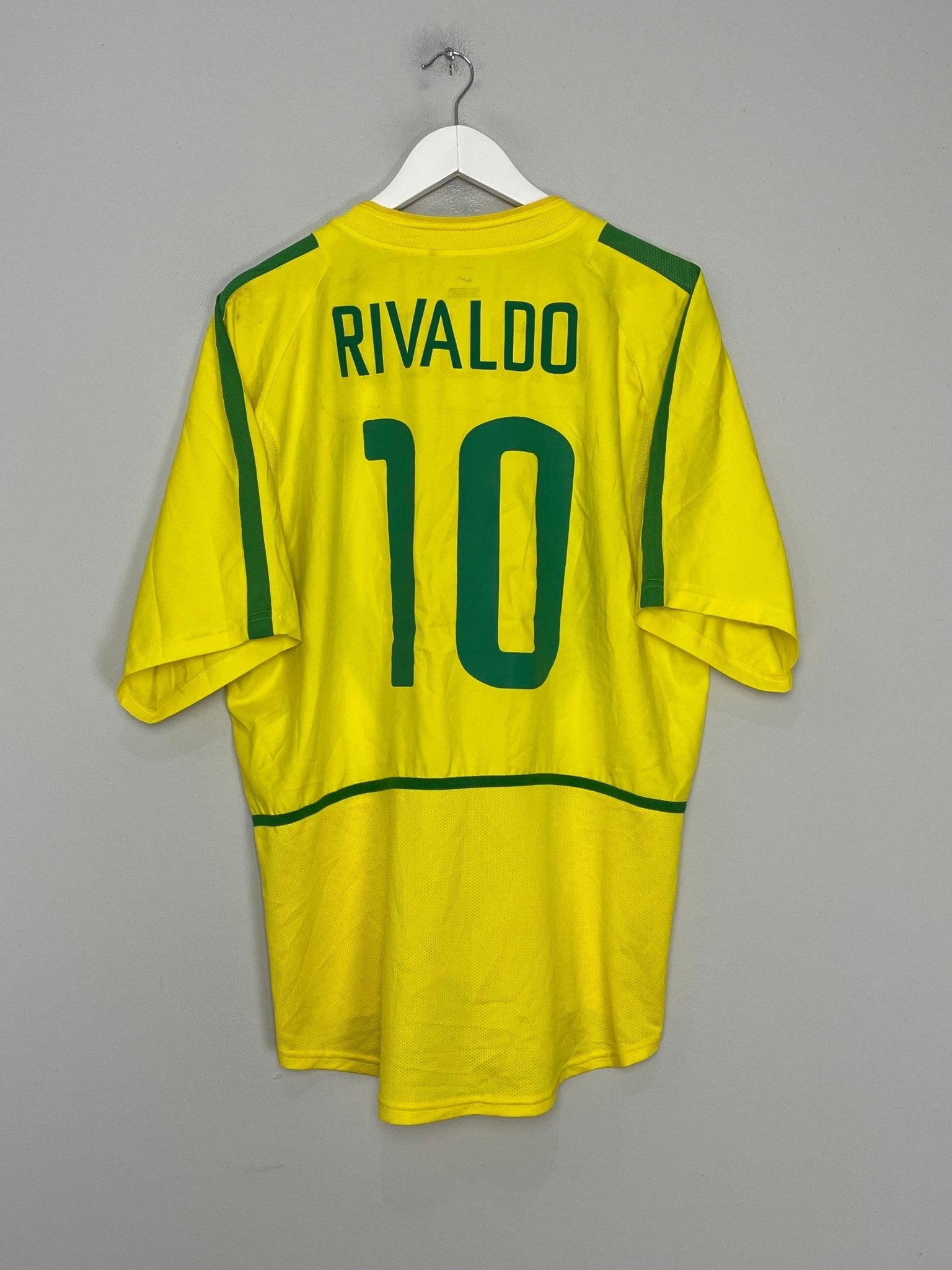 Shop 2002/04 BRAZIL RIVALDO #10 HOME SHIRT (XL) NIKE, classic football shirts, vintage football shirts & retro soccer jerseys at Cult Kits