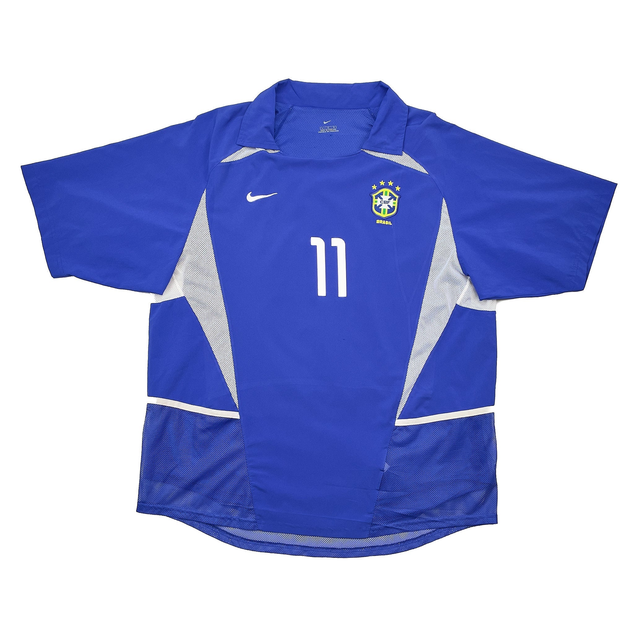 Buy 2002/04 Brazil Ronaldinho 11 *Player Issue* Away Shirt (L) Nike ~ Free worldwide shipping ~ Authentic Vintage Football Shirts from Cult Kits