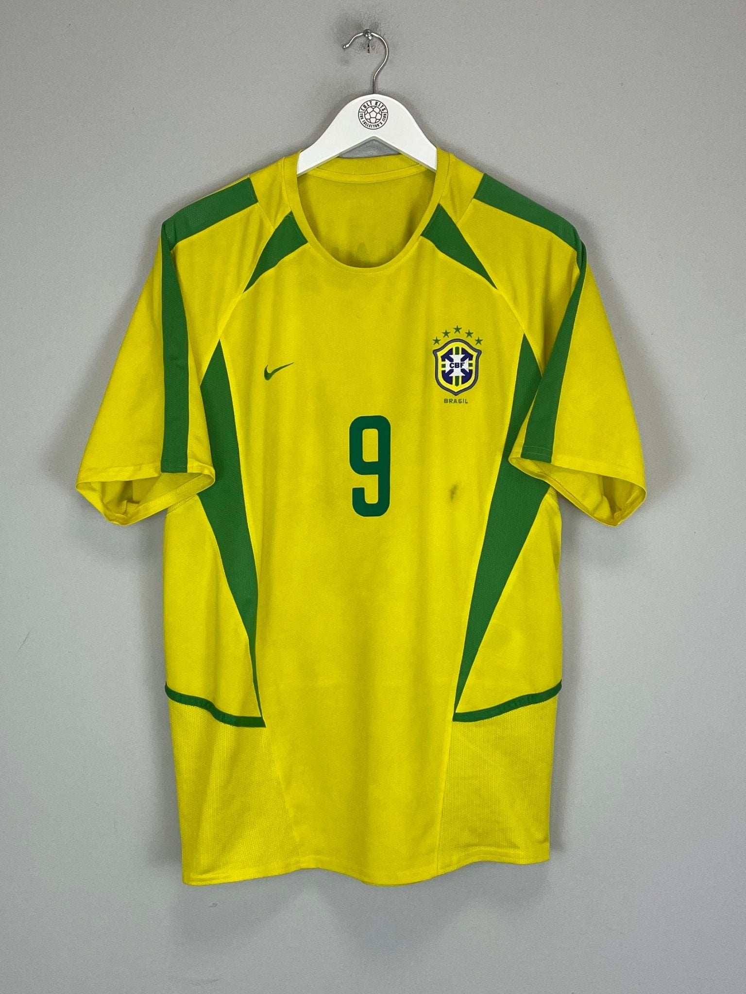 Shop 2002/04 BRAZIL RONALDO #9 HOME SHIRT (M) NIKE, classic football shirts, vintage football shirts & retro soccer jerseys at Cult Kits