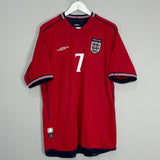 Shop 2002/04 ENGLAND BECKHAM #7 AWAY SHIRT (L) UMBRO, classic football shirts, vintage football shirts & retro soccer jerseys at Cult Kits