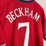 Shop 2002/04 ENGLAND BECKHAM #7 AWAY SHIRT (XL) UMBRO, classic football shirts, vintage football shirts & retro soccer jerseys at Cult Kits