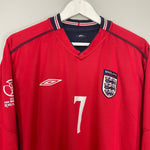 Shop 2002/04 ENGLAND BECKHAM #7 L/S AWAY SHIRT (M) UMBRO, classic football shirts, vintage football shirts & retro soccer jerseys at Cult Kits
