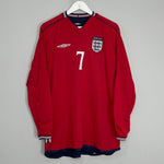 Shop 2002/04 ENGLAND BECKHAM #7 L/S AWAY SHIRT (M) UMBRO, classic football shirts, vintage football shirts & retro soccer jerseys at Cult Kits