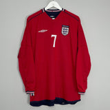 Shop 2002/04 ENGLAND BECKHAM #7 L/S AWAY SHIRT (M) UMBRO, classic football shirts, vintage football shirts & retro soccer jerseys at Cult Kits