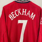 Shop 2002/04 ENGLAND BECKHAM #7 L/S AWAY SHIRT (M) UMBRO, classic football shirts, vintage football shirts & retro soccer jerseys at Cult Kits