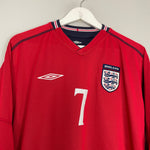 Shop 2002/04 ENGLAND BECKHAM #7 L/S AWAY SHIRT (M) UMBRO, classic football shirts, vintage football shirts & retro soccer jerseys at Cult Kits