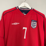 Shop 2002/04 ENGLAND BECKHAM #7 L/S AWAY SHIRT (M) UMBRO, classic football shirts, vintage football shirts & retro soccer jerseys at Cult Kits