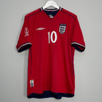 Shop 2002/04 ENGLAND OWEN #10 AWAY SHIRT (L) UMBRO, classic football shirts, vintage football shirts & retro soccer jerseys at Cult Kits