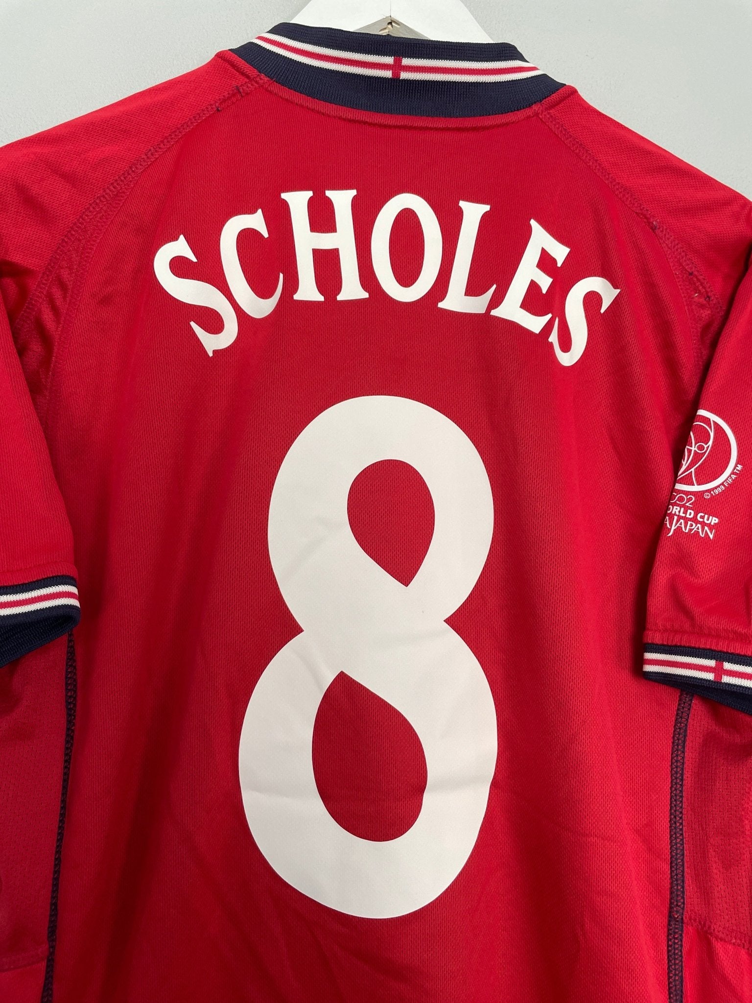 Shop 2002/04 ENGLAND SCHOLES #8 AWAY SHIRT (M) UMBRO, classic football shirts, vintage football shirts & retro soccer jerseys at Cult Kits