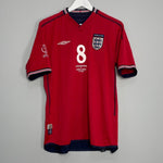 Shop 2002/04 ENGLAND SCHOLES #8 AWAY SHIRT (M) UMBRO, classic football shirts, vintage football shirts & retro soccer jerseys at Cult Kits