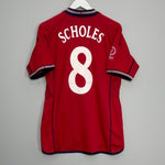 Shop 2002/04 ENGLAND SCHOLES #8 AWAY SHIRT (M) UMBRO, classic football shirts, vintage football shirts & retro soccer jerseys at Cult Kits
