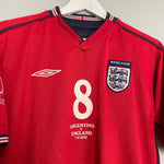 Shop 2002/04 ENGLAND SCHOLES #8 AWAY SHIRT (M) UMBRO, classic football shirts, vintage football shirts & retro soccer jerseys at Cult Kits