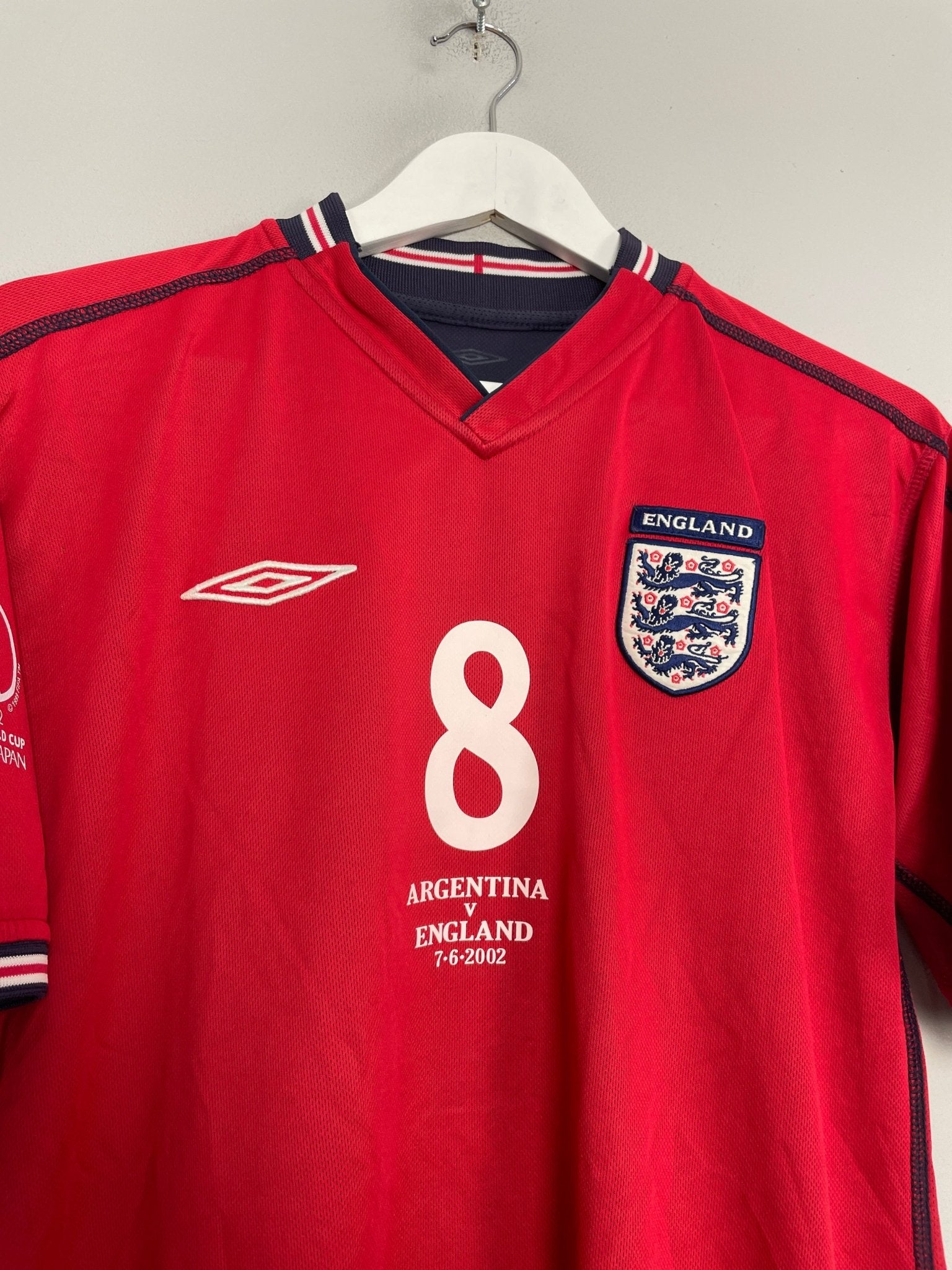 Shop 2002/04 ENGLAND SCHOLES #8 AWAY SHIRT (M) UMBRO, classic football shirts, vintage football shirts & retro soccer jerseys at Cult Kits