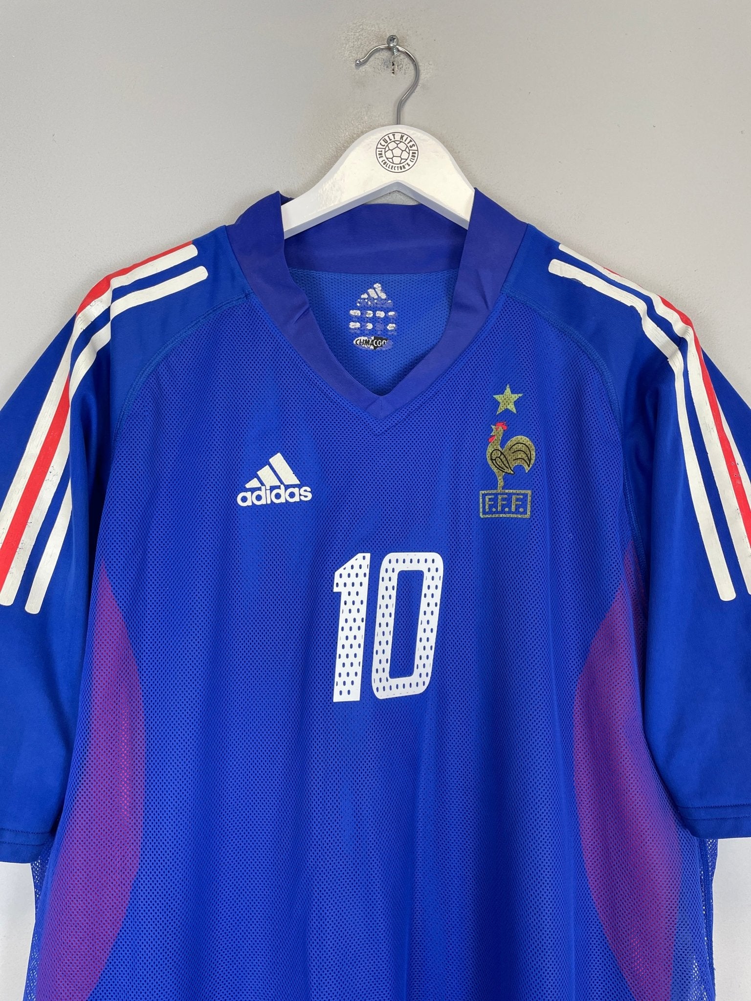 Shop 2002/04 FRANCE ZIDANE #10 *PLAYER ISSUE* HOME SHIRT (XL) ADIDAS, classic football shirts, vintage football shirts & retro soccer jerseys at Cult Kits