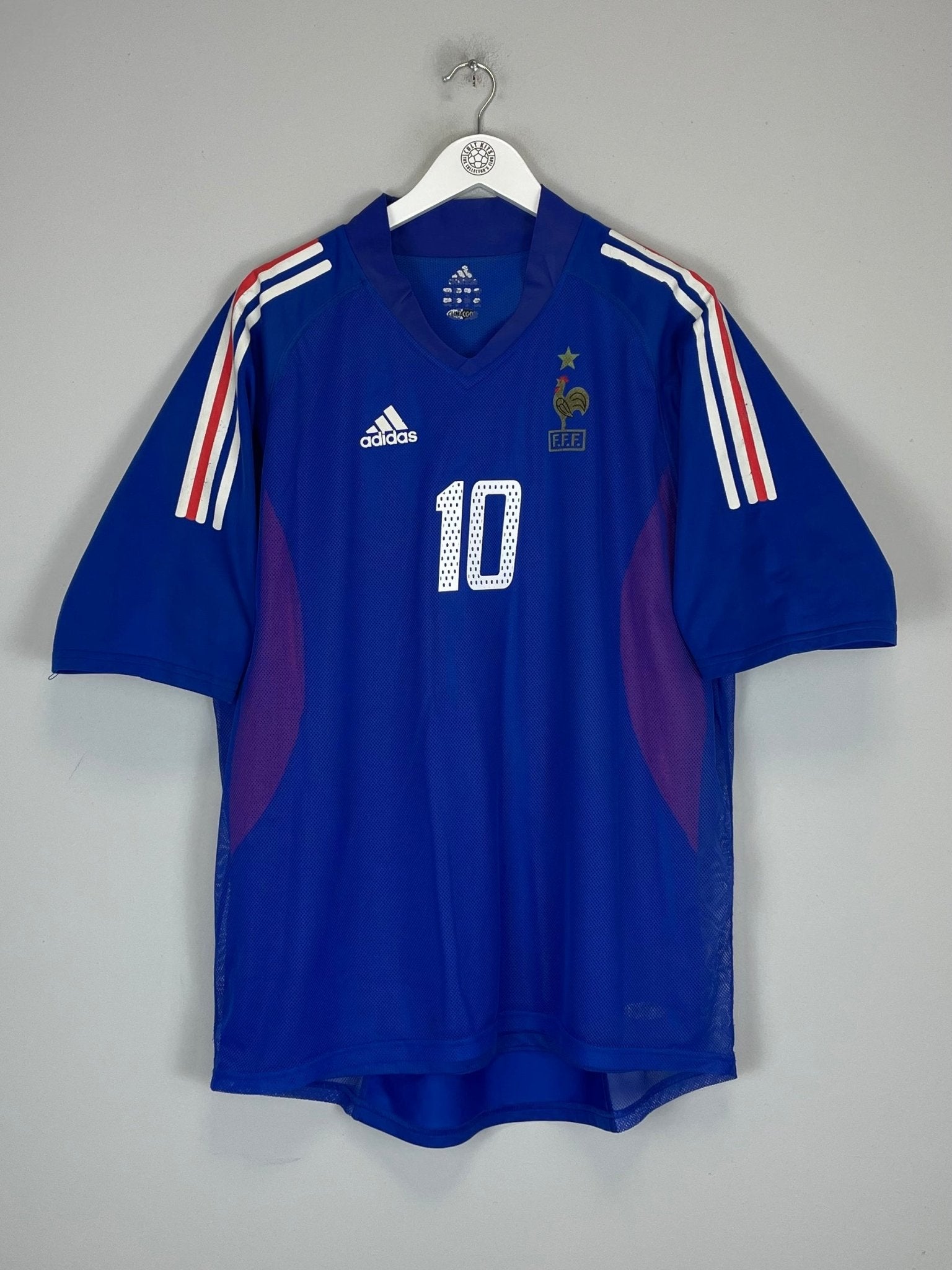 Shop 2002/04 FRANCE ZIDANE #10 *PLAYER ISSUE* HOME SHIRT (XL) ADIDAS, classic football shirts, vintage football shirts & retro soccer jerseys at Cult Kits