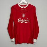 Shop 2002/04 LIVERPOOL GERRARD #17 L/S HOME SHIRT (M) REEBOK, classic football shirts, vintage football shirts & retro soccer jerseys at Cult Kits