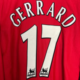 Shop 2002/04 LIVERPOOL GERRARD #17 L/S HOME SHIRT (M) REEBOK, classic football shirts, vintage football shirts & retro soccer jerseys at Cult Kits