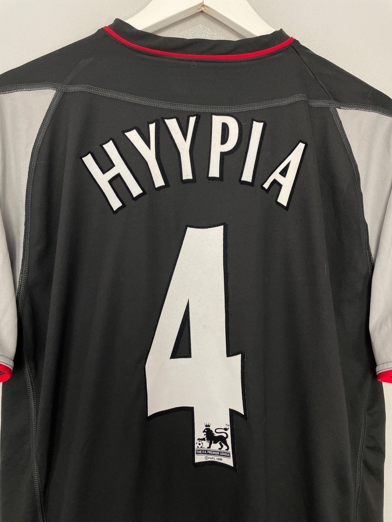 Shop 2002/04 LIVERPOOL HYPIA #4 AWAY SHIRT (M) REEBOK, classic football shirts, vintage football shirts & retro soccer jerseys at Cult Kits