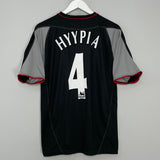 Shop 2002/04 LIVERPOOL HYPIA #4 AWAY SHIRT (M) REEBOK, classic football shirts, vintage football shirts & retro soccer jerseys at Cult Kits