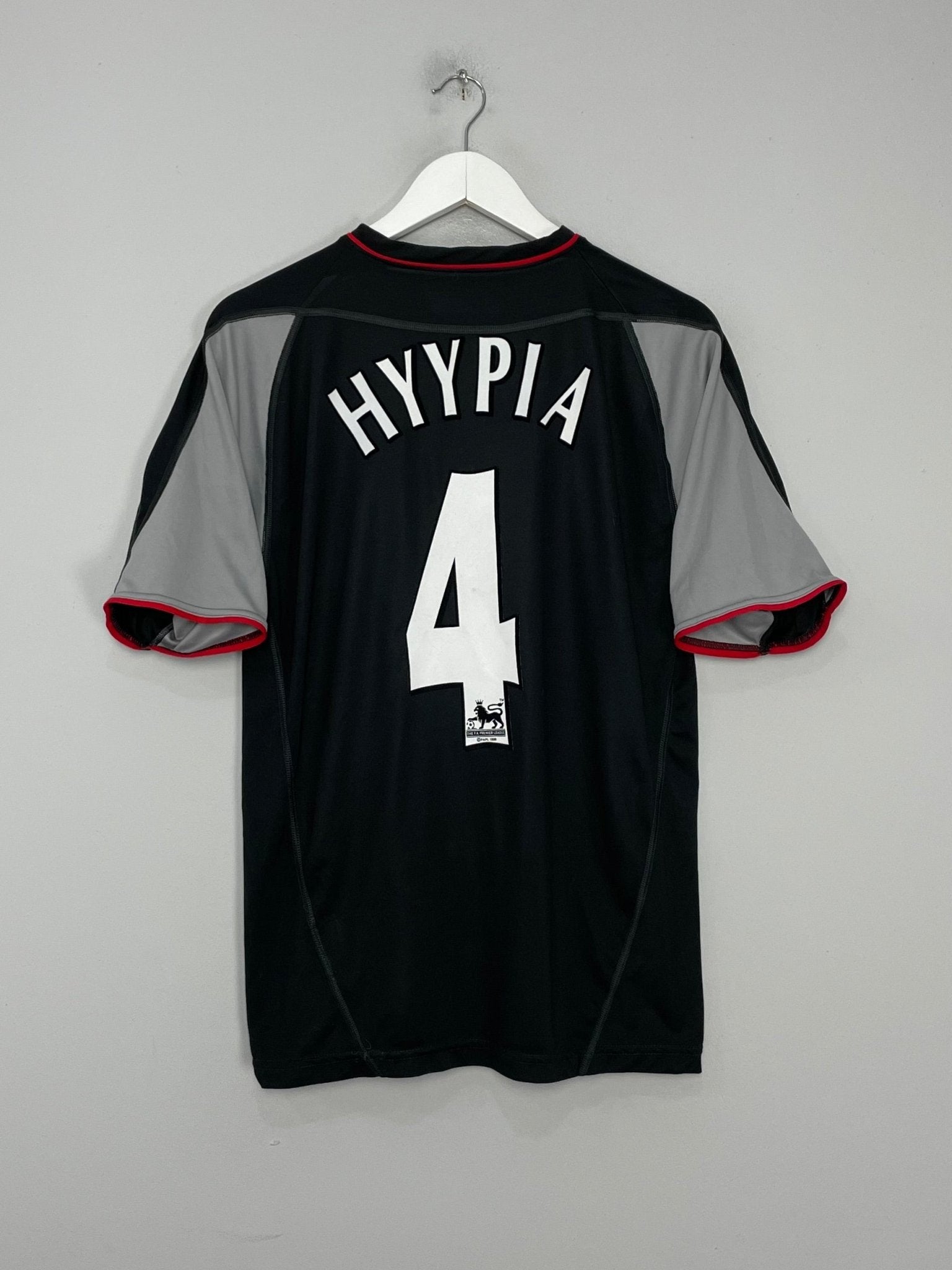Shop 2002/04 LIVERPOOL HYPIA #4 AWAY SHIRT (M) REEBOK, classic football shirts, vintage football shirts & retro soccer jerseys at Cult Kits