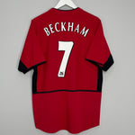 Shop 2002/04 MANCHESTER UNITED BECKHAM #7 HOME SHIRT (M) NIKE, classic football shirts, vintage football shirts & retro soccer jerseys at Cult Kits