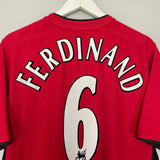 Shop 2002/04 MANCHESTER UNITED FERDINAND #6 HOME SHIRT (L) NIKE, classic football shirts, vintage football shirts & retro soccer jerseys at Cult Kits