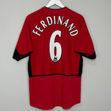 Shop 2002/04 MANCHESTER UNITED FERDINAND #6 HOME SHIRT (L) NIKE, classic football shirts, vintage football shirts & retro soccer jerseys at Cult Kits