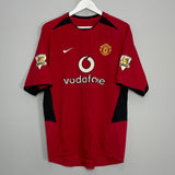 Shop 2002/04 MANCHESTER UNITED KEANE #16 HOME SHIRT (M) NIKE, classic football shirts, vintage football shirts & retro soccer jerseys at Cult Kits