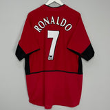 Shop 2002/04 MANCHESTER UNITED RONALDO #7 HOME SHIRT (XL) NIKE, classic football shirts, vintage football shirts & retro soccer jerseys at Cult Kits