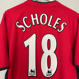 Shop 2002/04 MANCHESTER UNITED SCHOLES #18 HOME SHIRT (L) NIKE, classic football shirts, vintage football shirts & retro soccer jerseys at Cult Kits