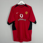 Shop 2002/04 MANCHESTER UNITED SOLSKJAER #20 HOME SHIRT (L) NIKE, classic football shirts, vintage football shirts & retro soccer jerseys at Cult Kits