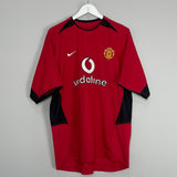 Shop 2002/04 MANCHESTER UNITED SOLSKJAER #20 HOME SHIRT (L) NIKE, classic football shirts, vintage football shirts & retro soccer jerseys at Cult Kits