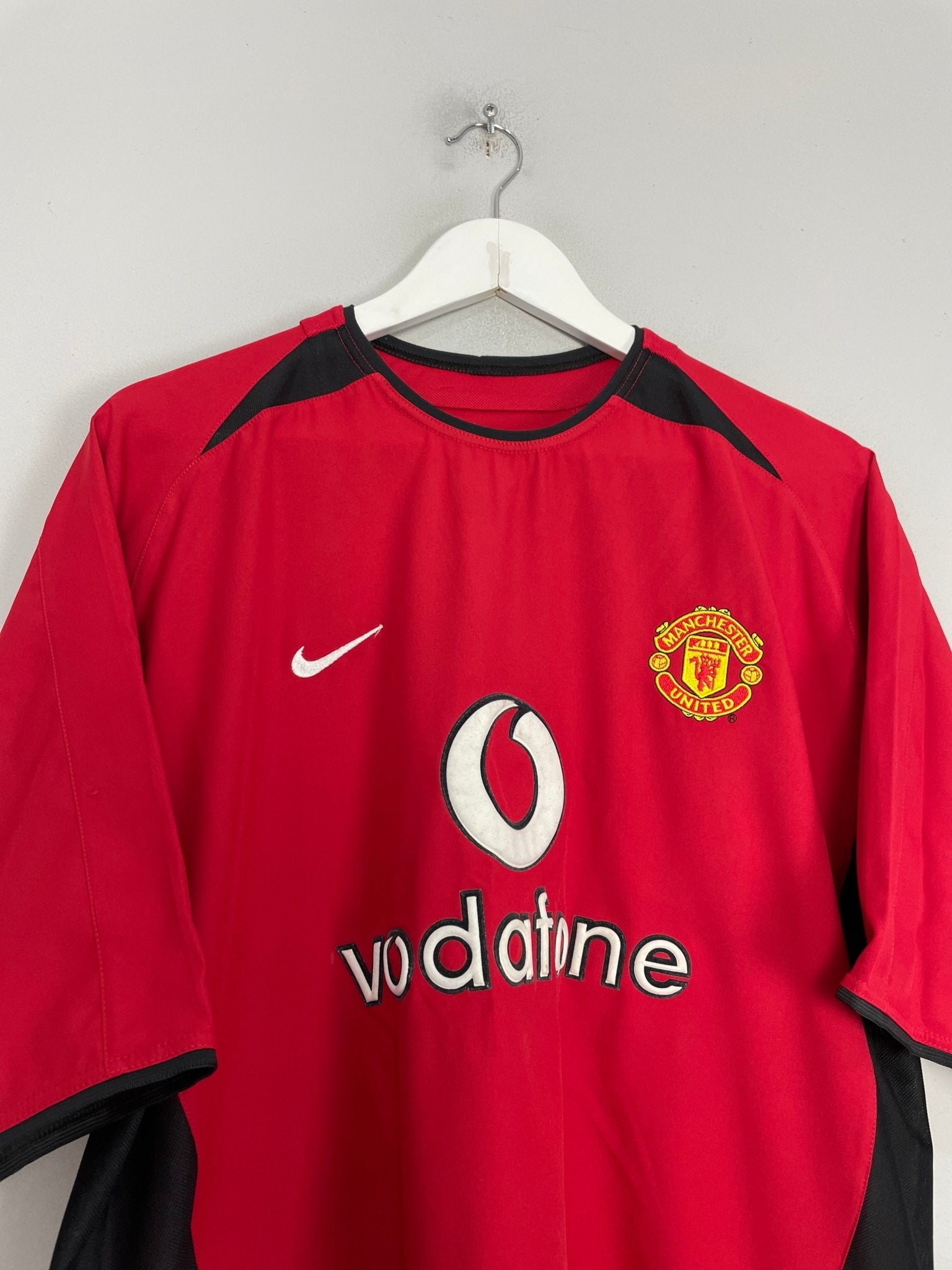 Shop 2002/04 MANCHESTER UNITED SOLSKJAER #20 HOME SHIRT (L) NIKE, classic football shirts, vintage football shirts & retro soccer jerseys at Cult Kits